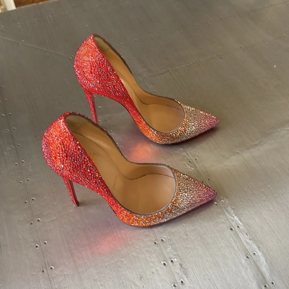Christian Louboutinin pigalle follies STRASS crystal degrade ombré stiletto 38.5